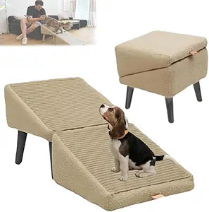 2-in-1 Convertible Wooden Home Step Stool Dog Ramp Stairs