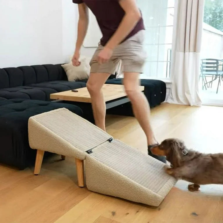 2-in-1 Convertible Wooden Home Step Stool Dog Ramp Stairs