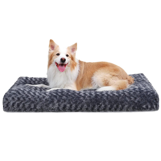 A dog resting comfortably on the grey Dogegis™ plush cave bed liner