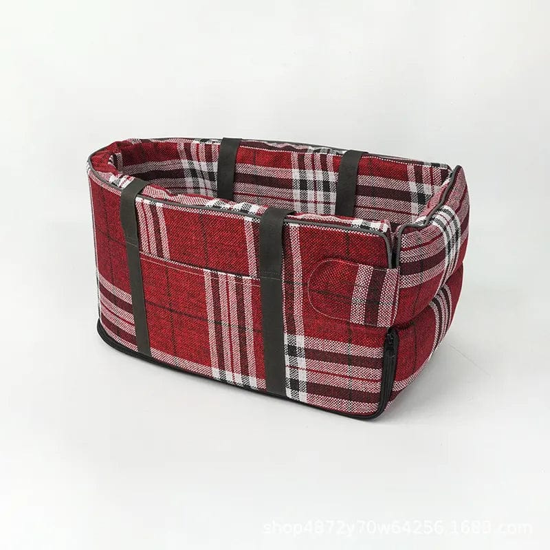 ComfortConsoleDogCarSeats-RedCheckered