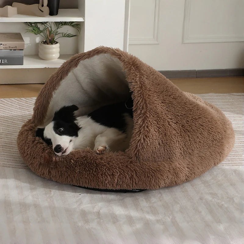 Cuddle Cave Pet Bed — Ultra-Soft Anxiety Relief Hideout for Dogs & Cats-Darkbrown-1
