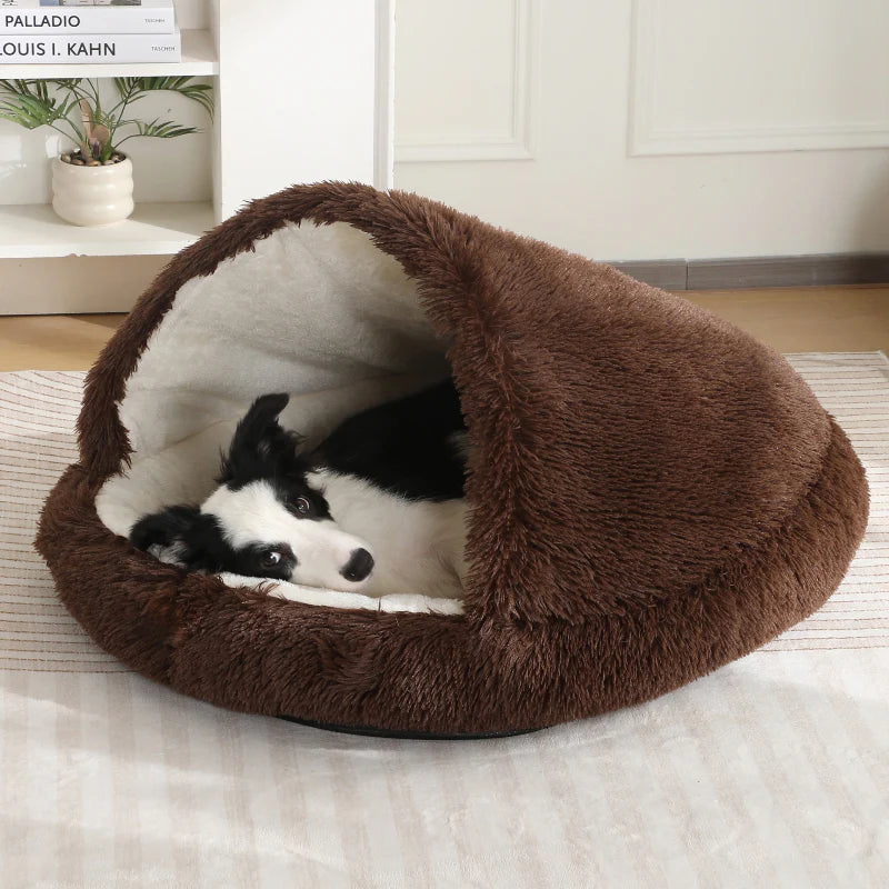 Cuddle Cave Pet Bed — Ultra-Soft Anxiety Relief Hideout for Dogs & Cats-Darkbrown-1