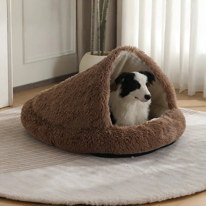 Cuddle Cave Pet Bed — Ultra-Soft Anxiety Relief Hideout for Dogs & Cats-Darkbrown-3