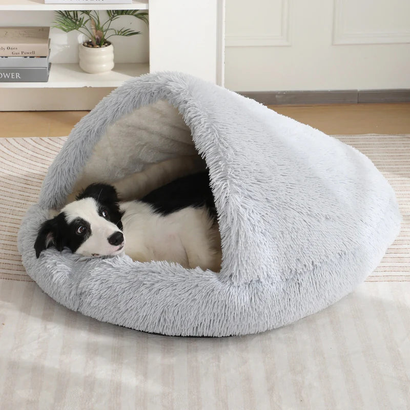 Cuddle Cave Pet Bed — Ultra-Soft Anxiety Relief Hideout for Dogs & Cats-Lightgrey-1