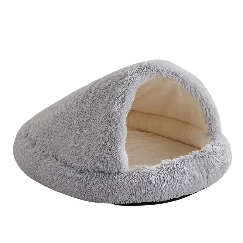 Cuddle Cave Pet Bed — Ultra-Soft Anxiety Relief Hideout for Dogs & Cats-Lightgrey-3