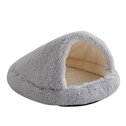 Cuddle Cave Pet Bed — Ultra-Soft Anxiety Relief Hideout for Dogs & Cats-Lightgrey-3