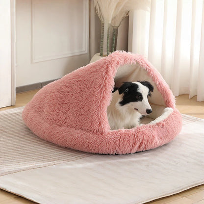 Cuddle Cave Pet Bed — Ultra-Soft Anxiety Relief Hideout for Dogs & Cats-Peachpink-2