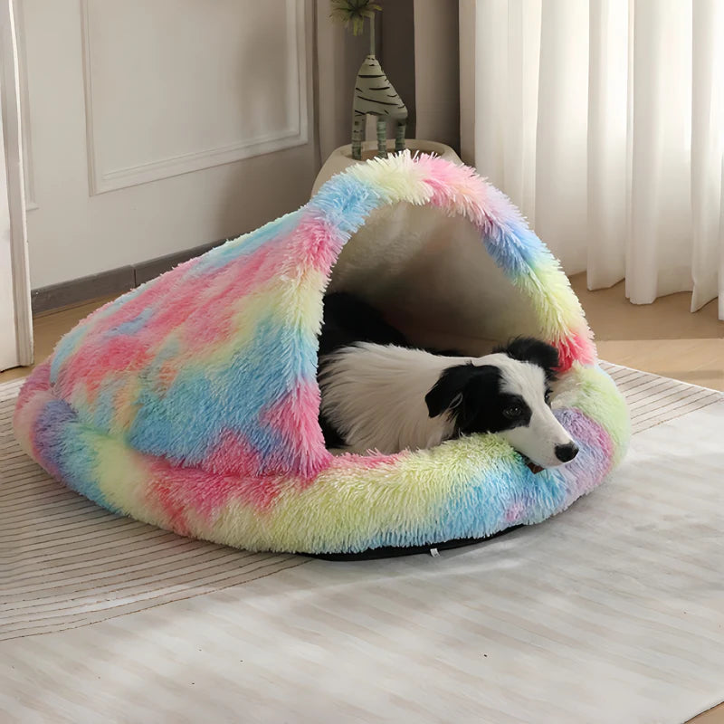 Cuddle Cave Pet Bed — Ultra-Soft Anxiety Relief Hideout for Dogs & Cats-Rainbow-1