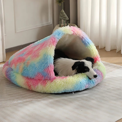 Cuddle Cave Pet Bed — Ultra-Soft Anxiety Relief Hideout for Dogs & Cats-Rainbow-1
