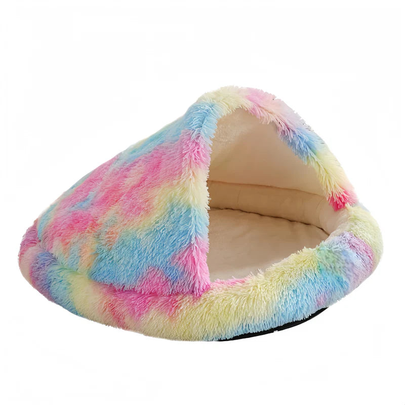 Cuddle Cave Pet Bed — Ultra-Soft Anxiety Relief Hideout for Dogs & Cats-Rainbow-3