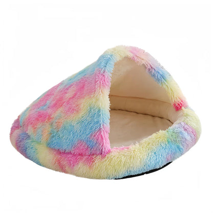 Cuddle Cave Pet Bed — Ultra-Soft Anxiety Relief Hideout for Dogs & Cats-Rainbow-3