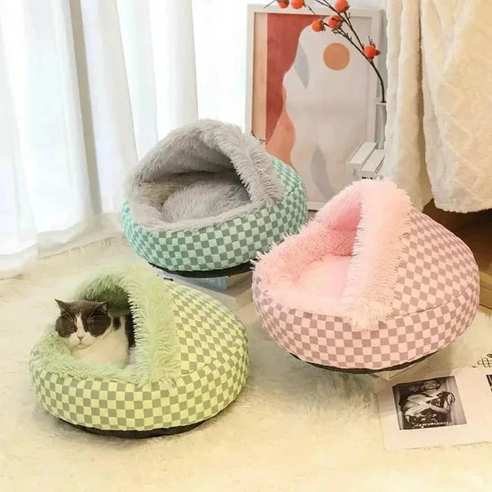 Diamond Quilt Dog Cave Bed - Premium Orthopedic Washable green Cave Bed for Dogs-02