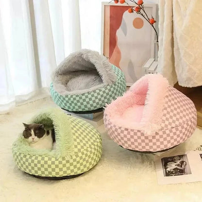Diamond Quilt Dog Cave Bed - Premium Orthopedic Washable green Cave Bed for Dogs-02