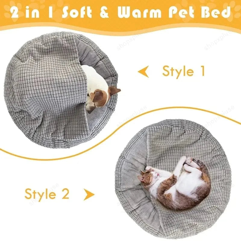 2-in-1 convertible styles of the Dogegis™ pet cave bed for flexible lounging and burrowing