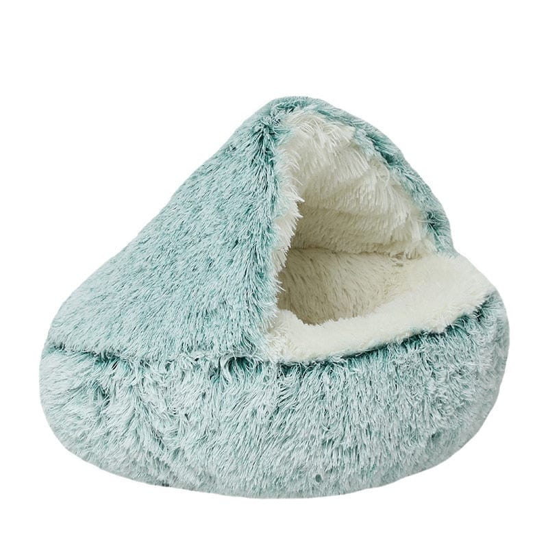 Mint green Dogegis® CozyNook covered dog bed offering all-season temperature control and warmth