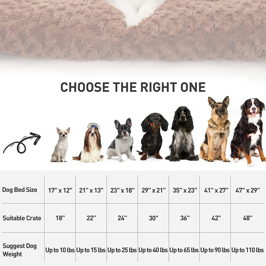 Size chart and dimension guide for the Dogegis™ premium plush sleeping mat and cave bed liner