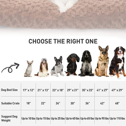 Size chart and dimension guide for the Dogegis™ premium plush sleeping mat and cave bed liner