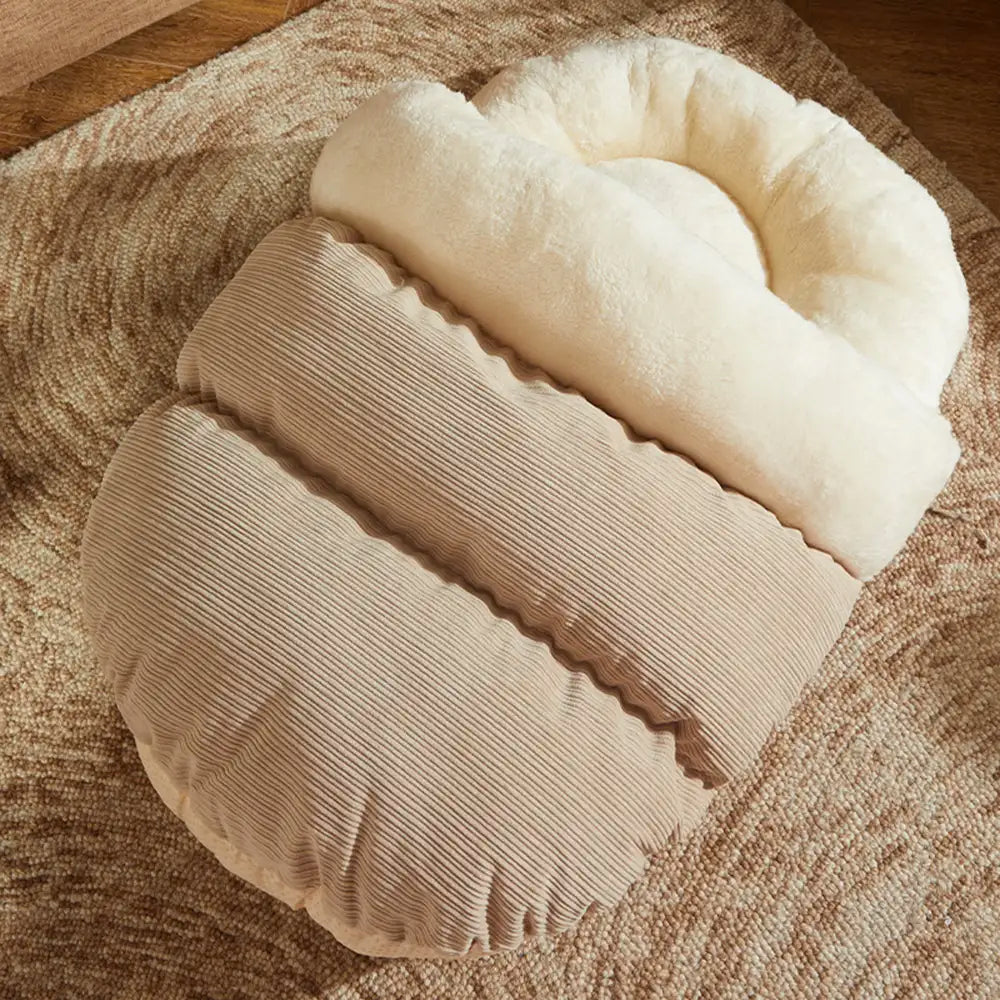 Dogegis™ Slipper Cave Bed for anxious dogs, featuring a durable corduroy exterior and a cozy burrowing design