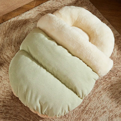 Close-up of the self-warming polar fleece interior inside the Dogegis™ Slipper Cave bed for ultimate pet comfort