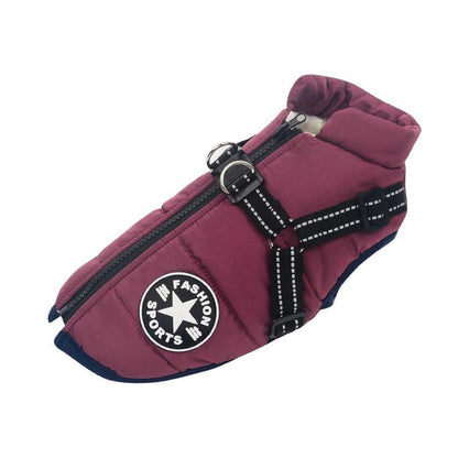 Burgundy Dogegis thermal dog jacket with composite fleece lining for extra warmth