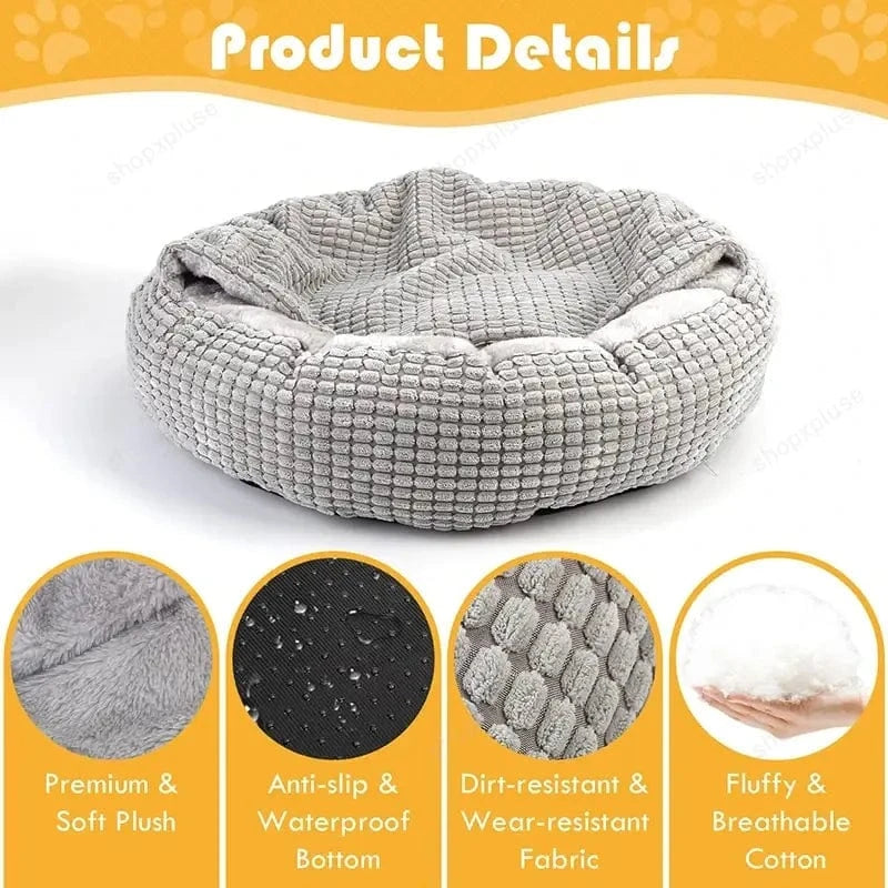 Cozy Donut Dog Bed - Washable Orthopedic Cave Bed for Small Dogs & Cats-06