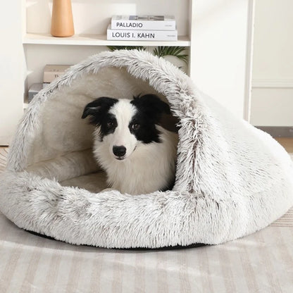 Cuddle Cave Pet Bed — Ultra-Soft Anxiety Relief Hideout for Dogs & Cats-Beige