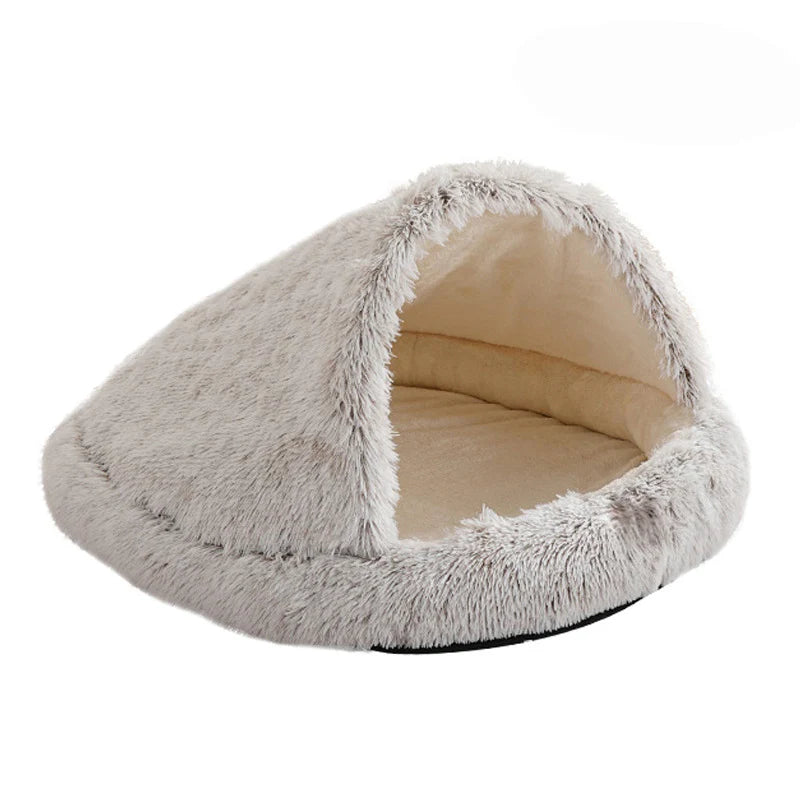Cuddle Cave Pet Bed — Ultra-Soft Anxiety Relief Hideout for Dogs & Cats-Beige
