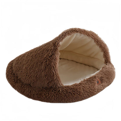 Cuddle Cave Pet Bed — Ultra-Soft Anxiety Relief Hideout for Dogs & Cats-Beige