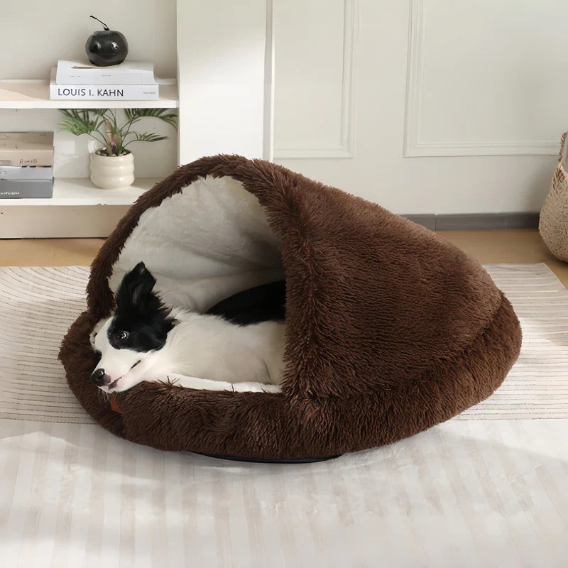 Cuddle Cave Pet Bed — Ultra-Soft Anxiety Relief Hideout for Dogs & Cats-Beige