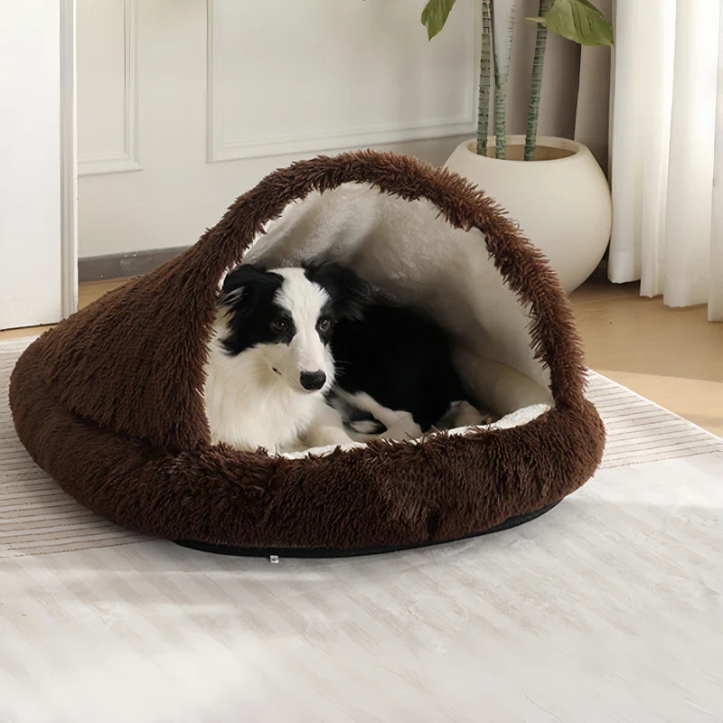 Cuddle Cave Pet Bed — Ultra-Soft Anxiety Relief Hideout for Dogs & Cats-Beige