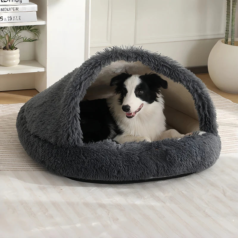 Cuddle Cave Pet Bed — Ultra-Soft Anxiety Relief Hideout for Dogs & Cats-Beige