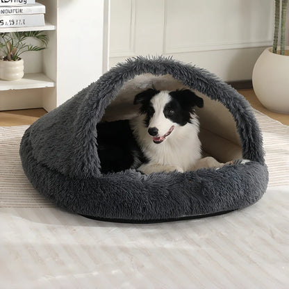 Cuddle Cave Pet Bed — Ultra-Soft Anxiety Relief Hideout for Dogs & Cats-Beige