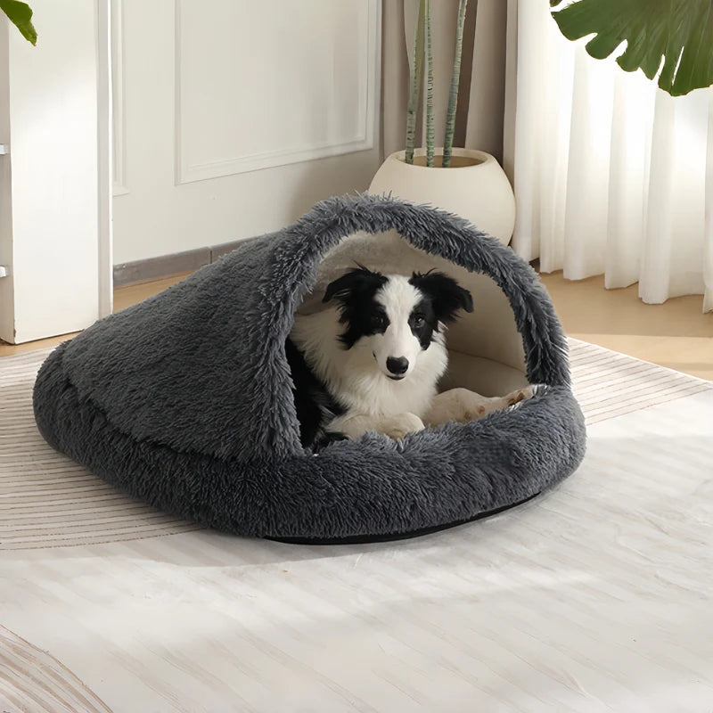 Cuddle Cave Pet Bed — Ultra-Soft Anxiety Relief Hideout for Dogs & Cats-Beige