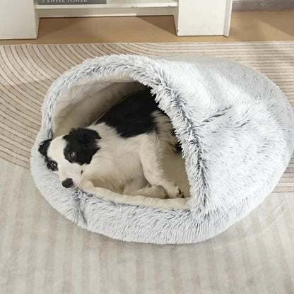 Cuddle Cave Pet Bed — Ultra-Soft Anxiety Relief Hideout for Dogs & Cats-Beige