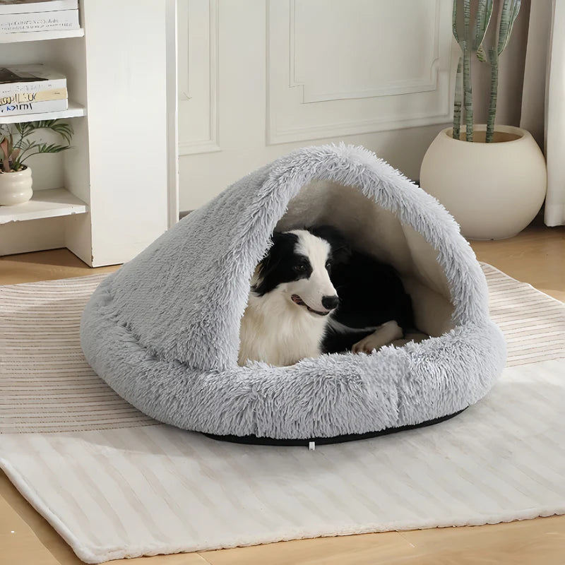Cuddle Cave Pet Bed — Ultra-Soft Anxiety Relief Hideout for Dogs & Cats-Beige