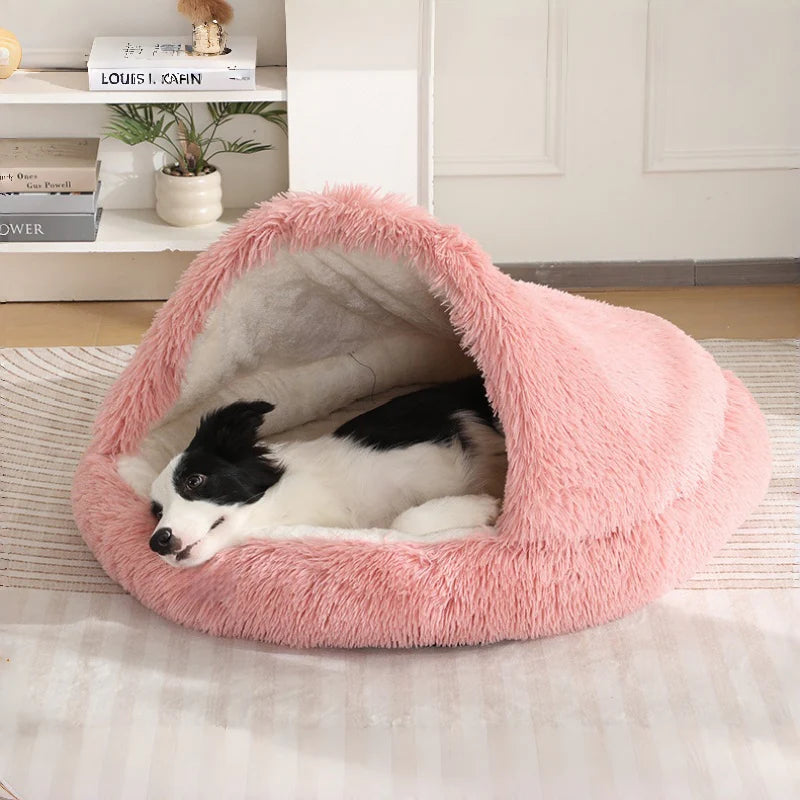 Cuddle Cave Pet Bed — Ultra-Soft Anxiety Relief Hideout for Dogs & Cats-Beige