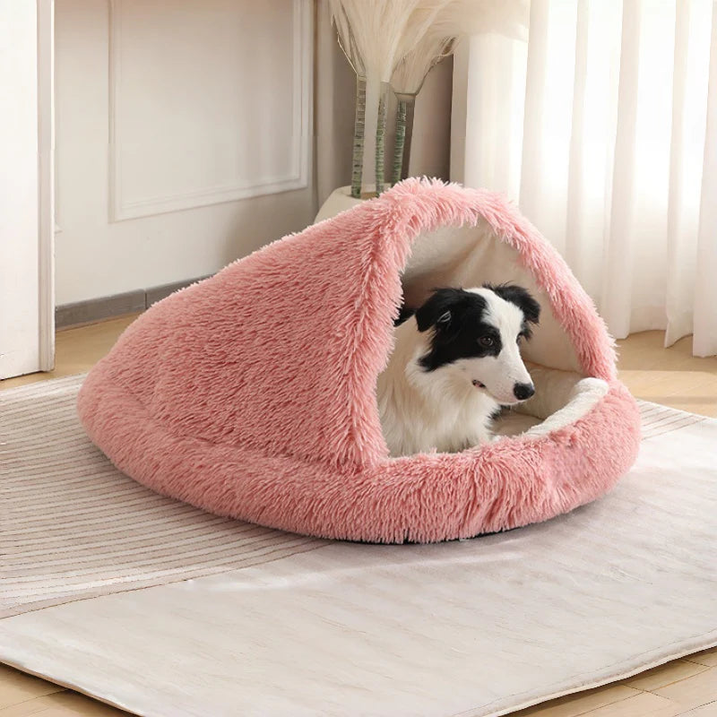 Cuddle Cave Pet Bed — Ultra-Soft Anxiety Relief Hideout for Dogs & Cats-Beige