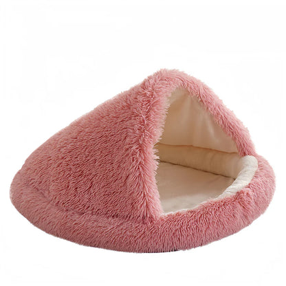 Cuddle Cave Pet Bed — Ultra-Soft Anxiety Relief Hideout for Dogs & Cats-Beige