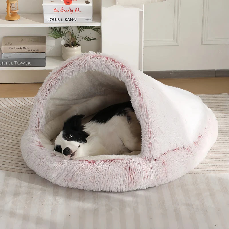 Cuddle Cave Pet Bed — Ultra-Soft Anxiety Relief Hideout for Dogs & Cats-Beige